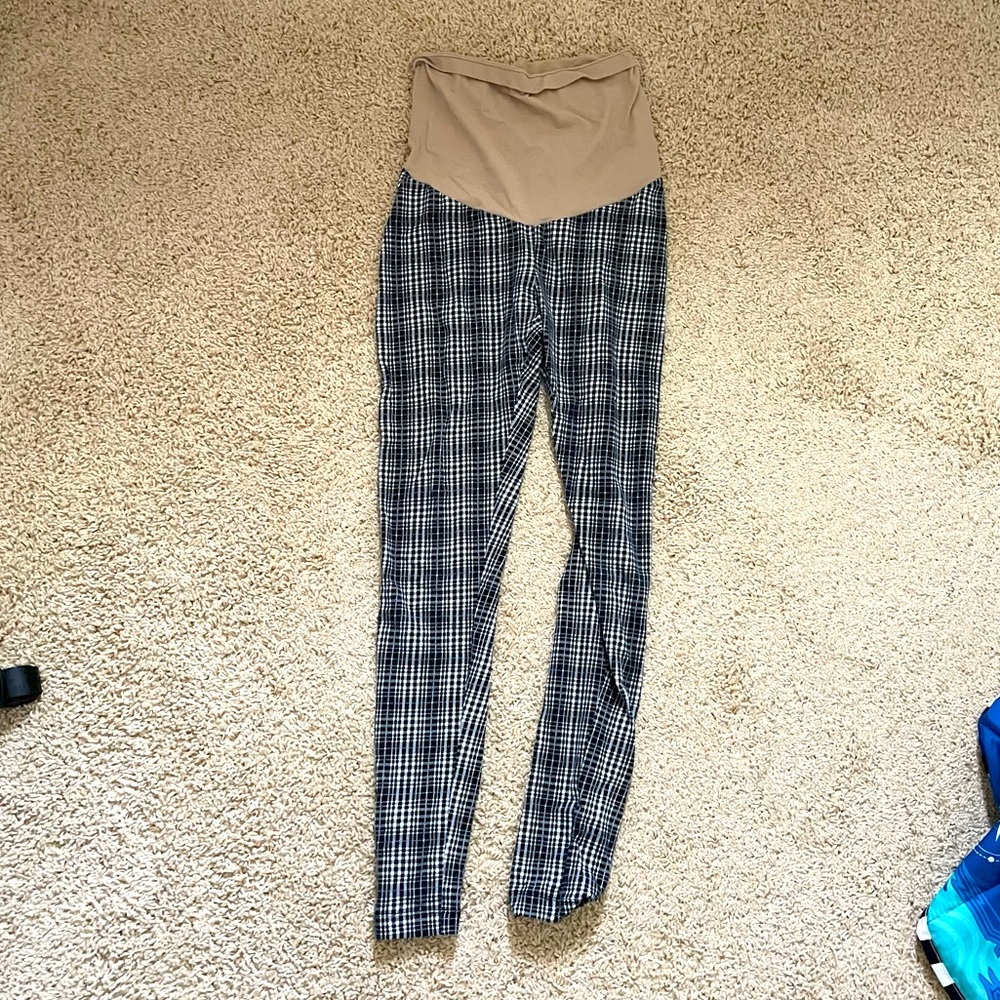 Motherhood maternity leggings checked print comfortable S
